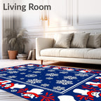 Festive Snowman Snowflake Border Design Rug