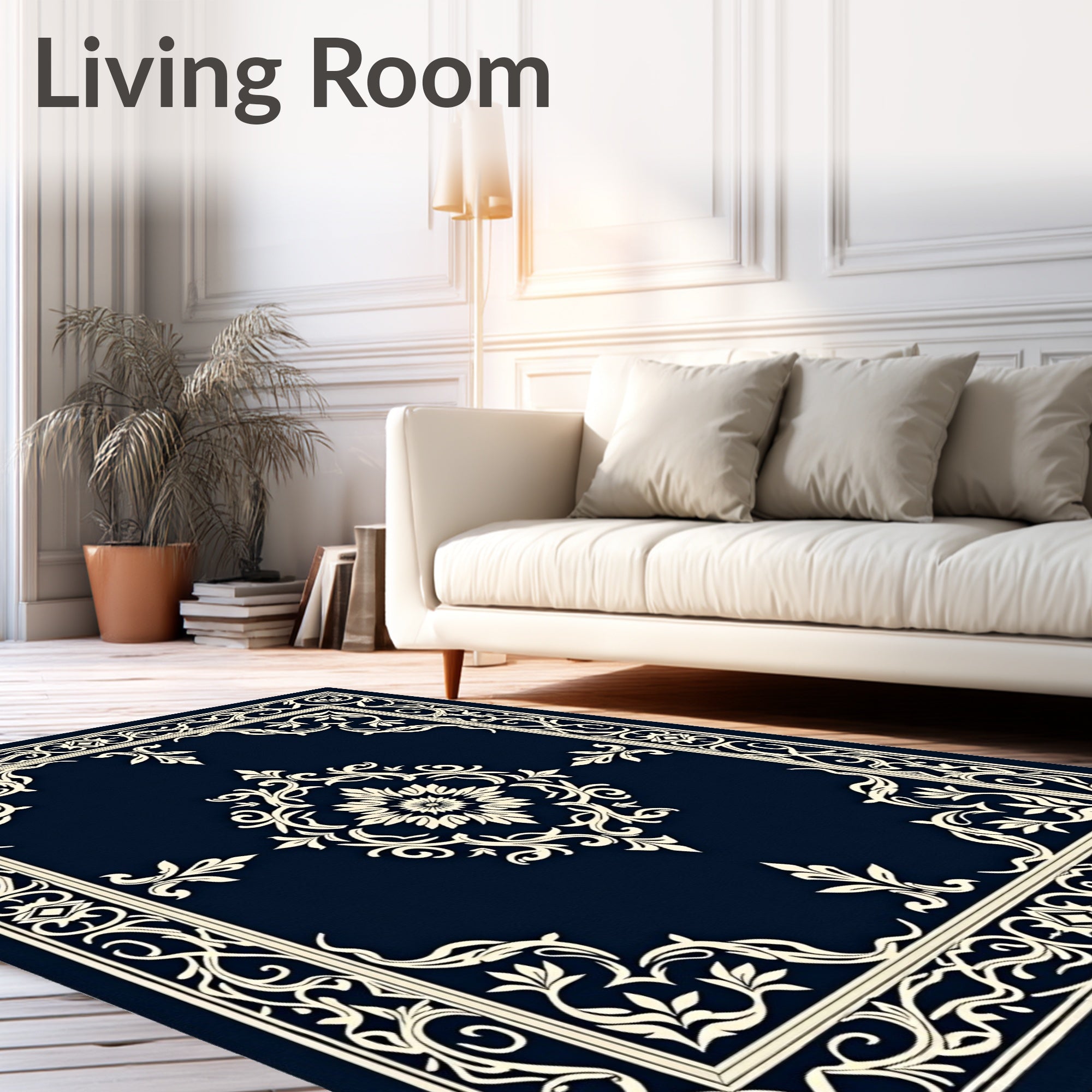 Classic Floral Medallion Frame Design Rug