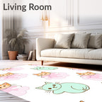 Whimsical Kittens In Clouds Pattern Rug
