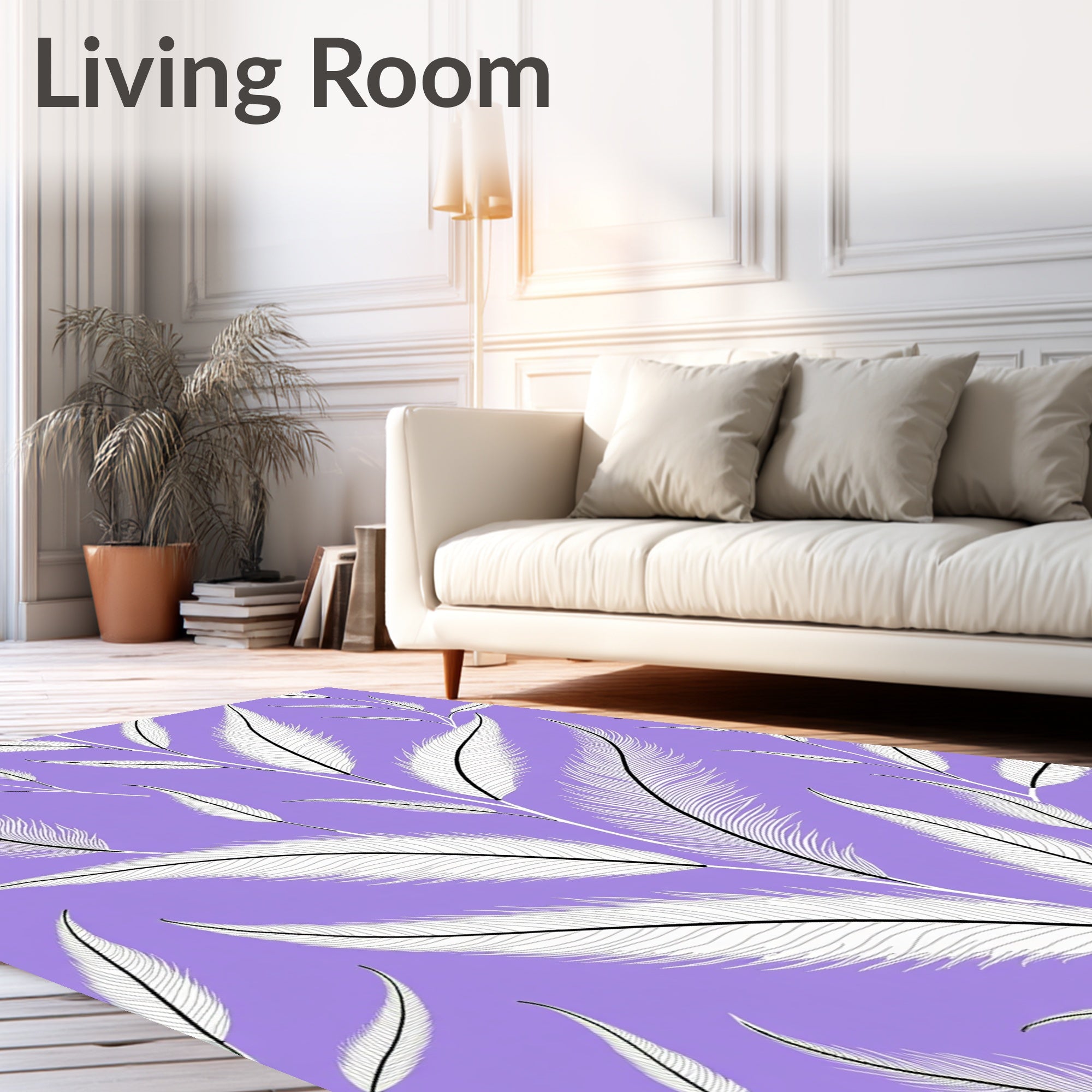 Light Feather Pattern Lilac Design Rug