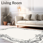 Elegant Black Wrought Iron Vine Border Rug