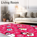 Cute Snowman Snowflake Pattern Rug