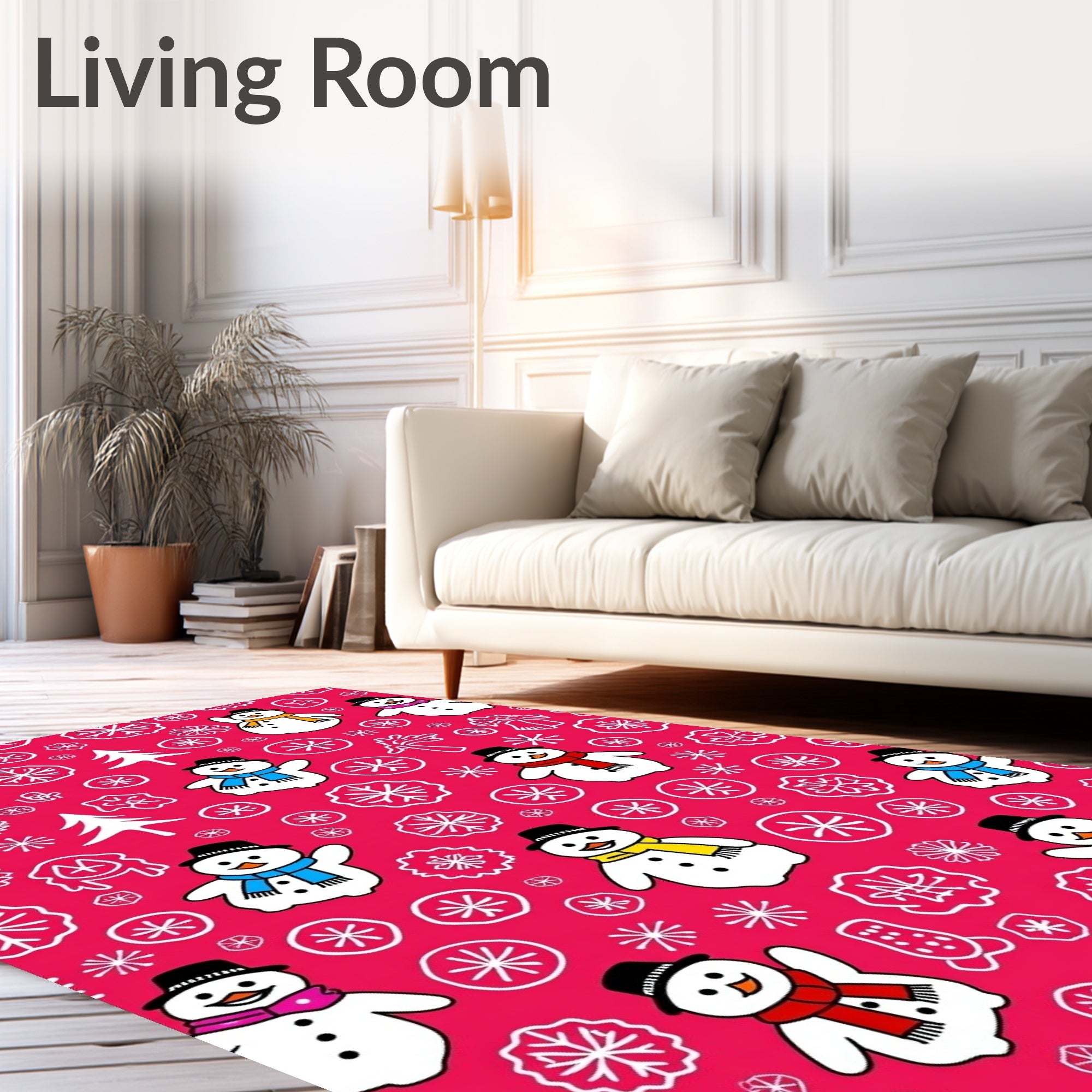 Cute Snowman Snowflake Pattern Rug