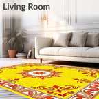 Vibrant Sunburst Floral Mandala Rug