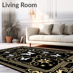 Black Gold Butterfly Star Pattern Rug