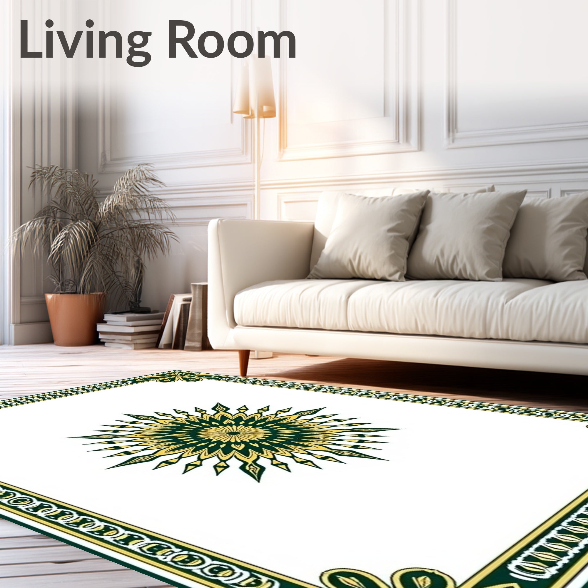 Exotic Sunburst Border Design Rug
