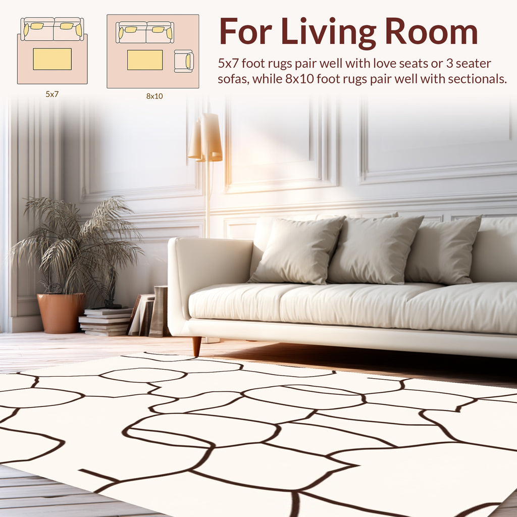 Organic Cell Pattern Beige Rug