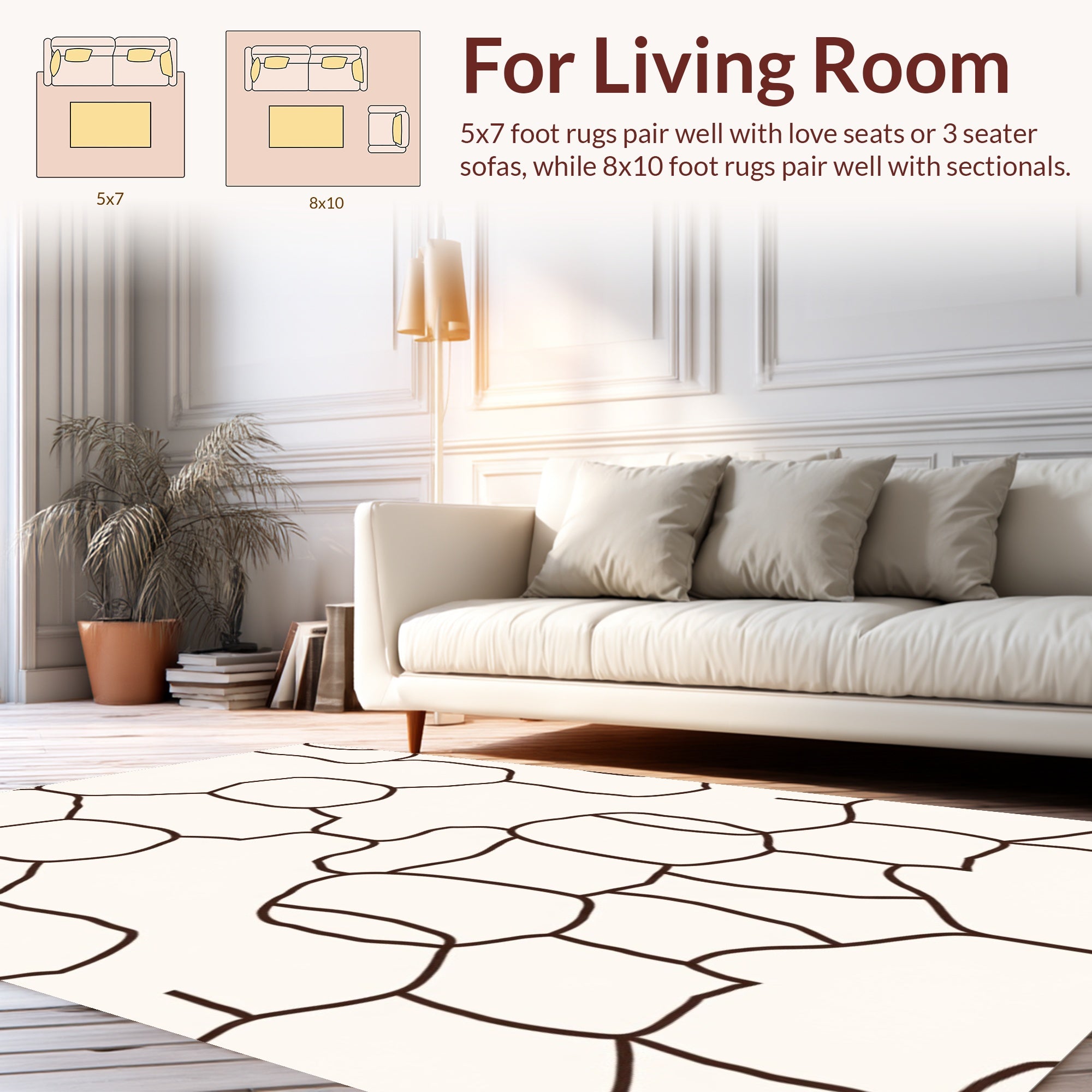 Organic Cell Pattern Beige Rug