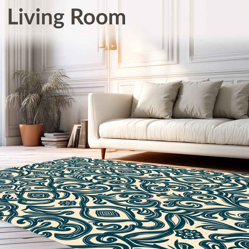 Traditional Scroll Pattern Accent Rug