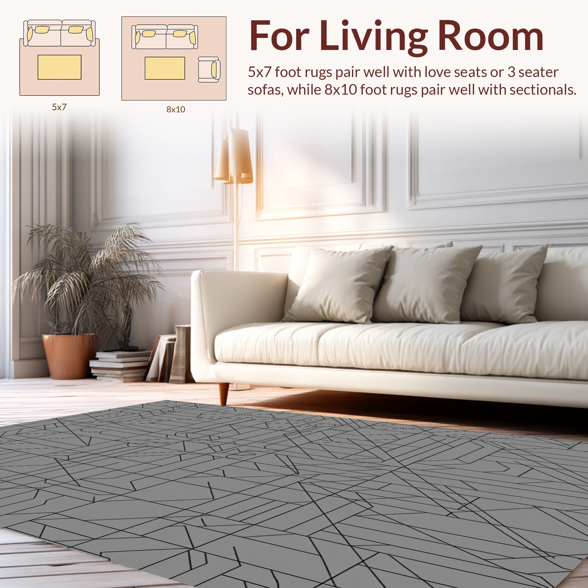 Geometric Abstract Cool Tone Design Rug