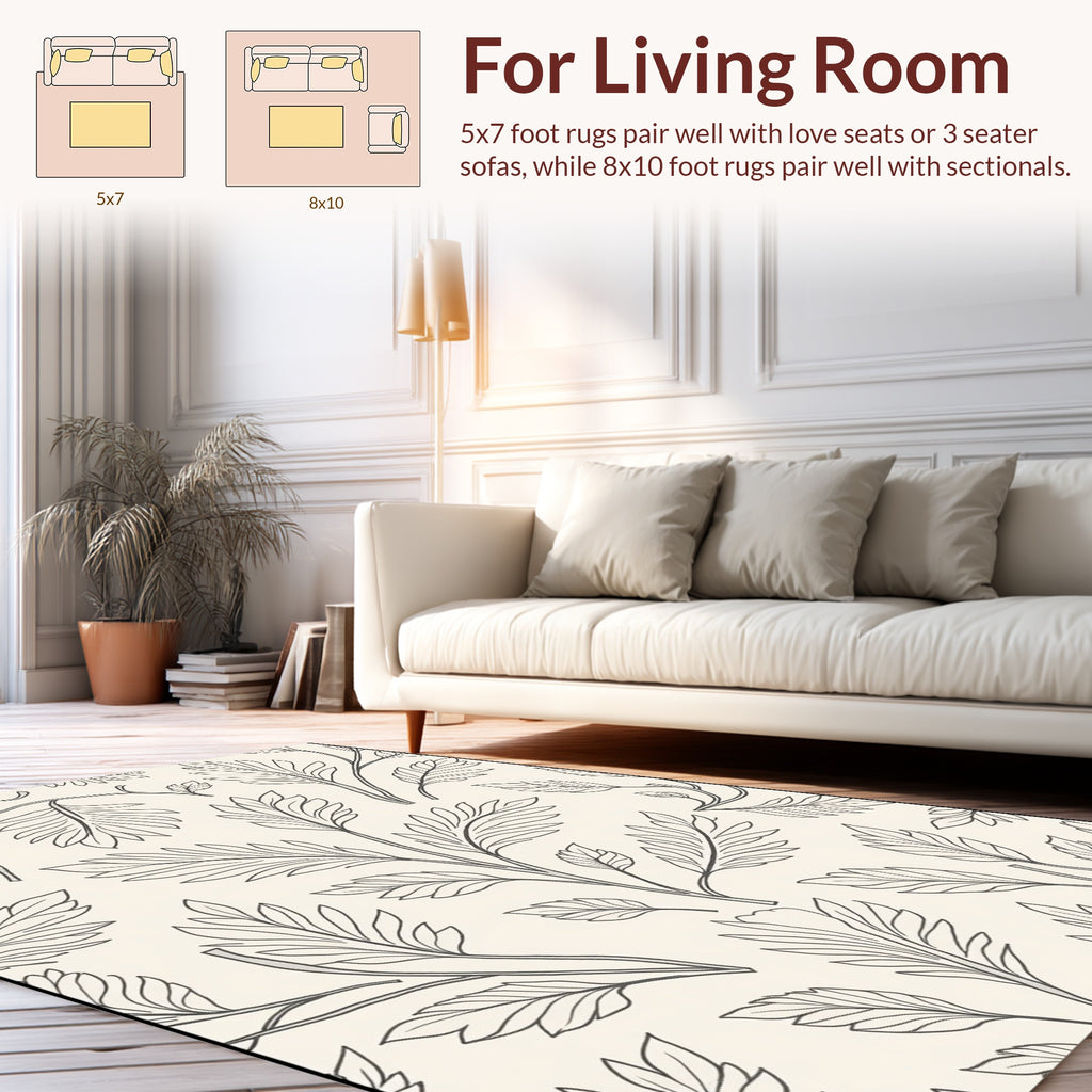 Leafy Branch Outline Design Rug