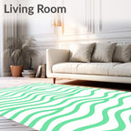 Cool Mint Wave Pattern Design Rug
