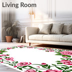 Pink Rose Vine Patterned Rug