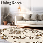 Traditional Brown Floral Medallion Pattern Rug