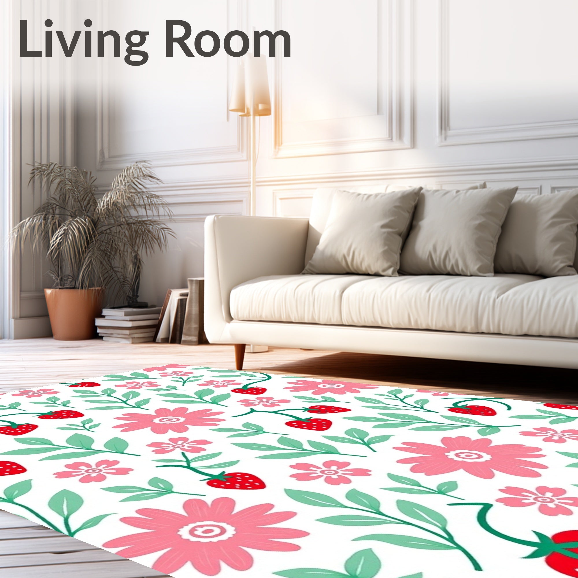 Sweet Strawberry Floral Garden Rug