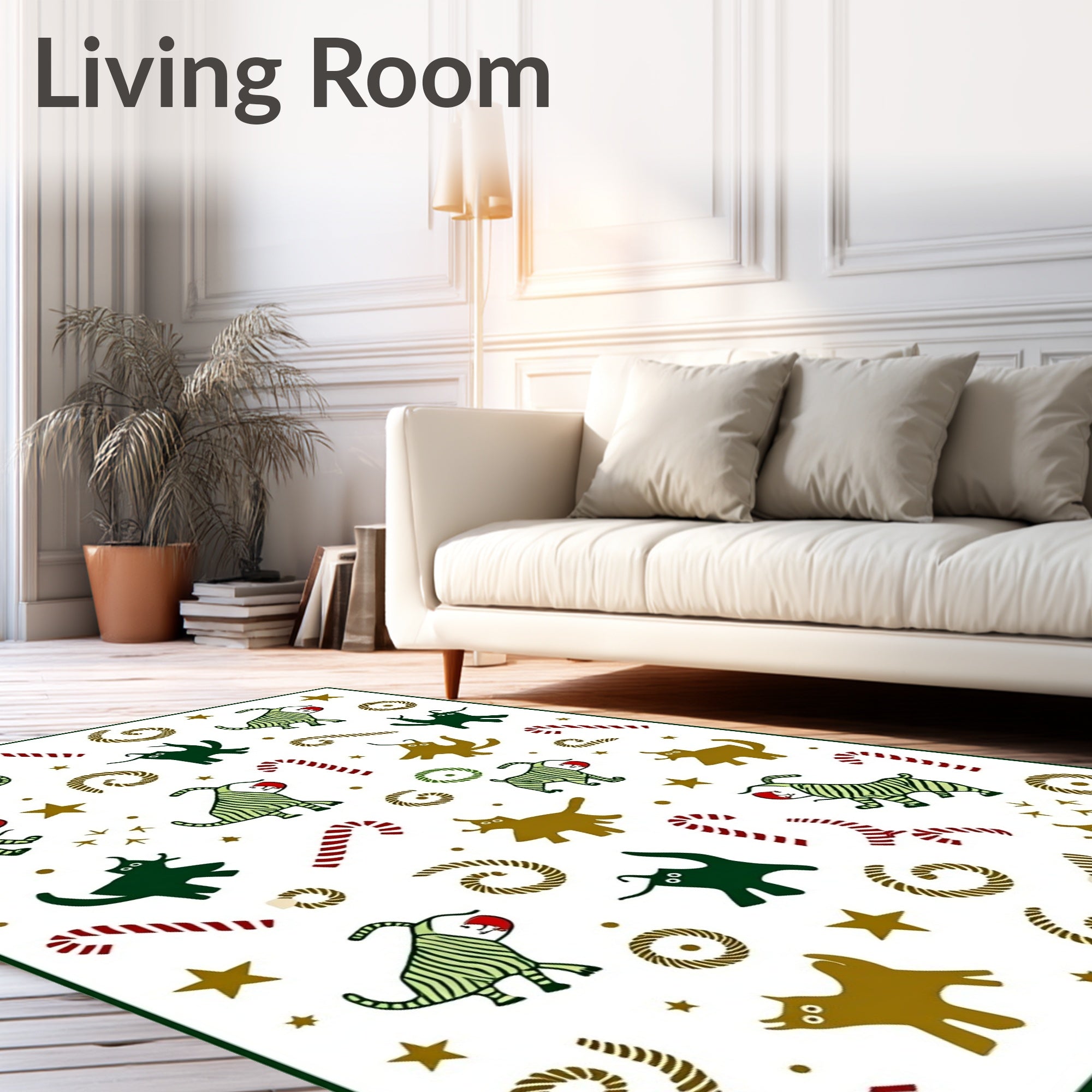 Playful Creature Candy Cane Pattern Rug