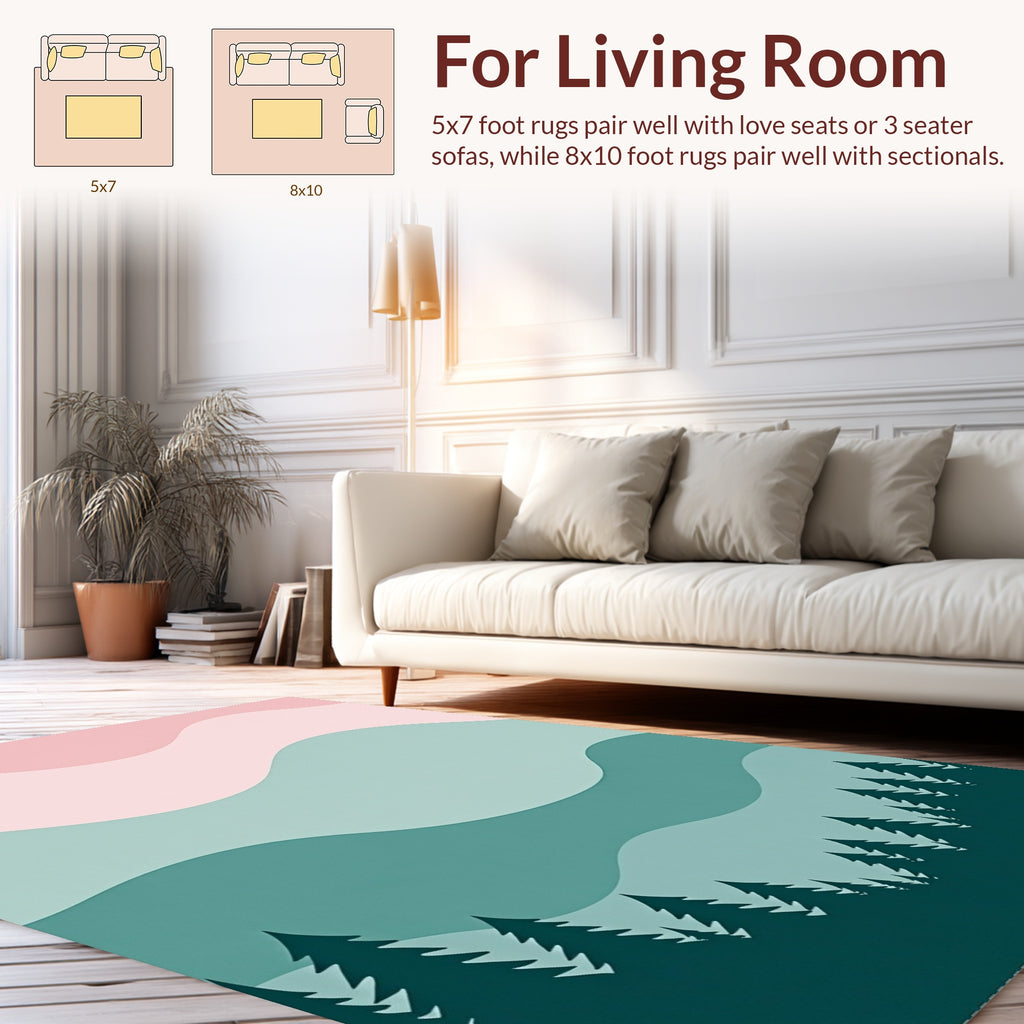 Layered Wave Trees Pattern Rug