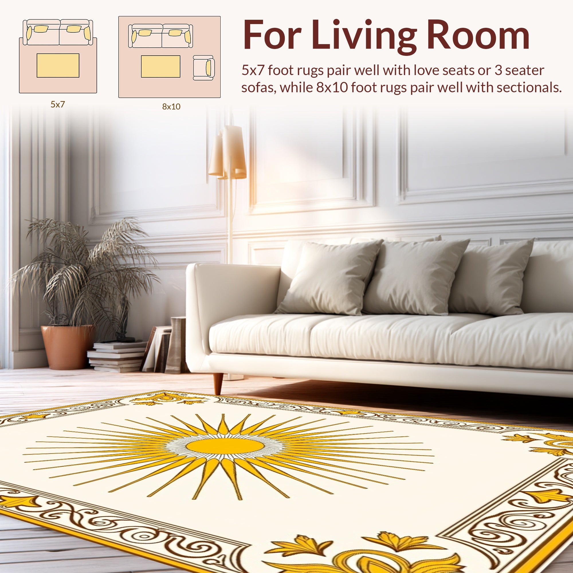 Radiant Sunburst Geometric Design Rug