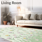 Whimsical Field of Flowers Pattern Rug