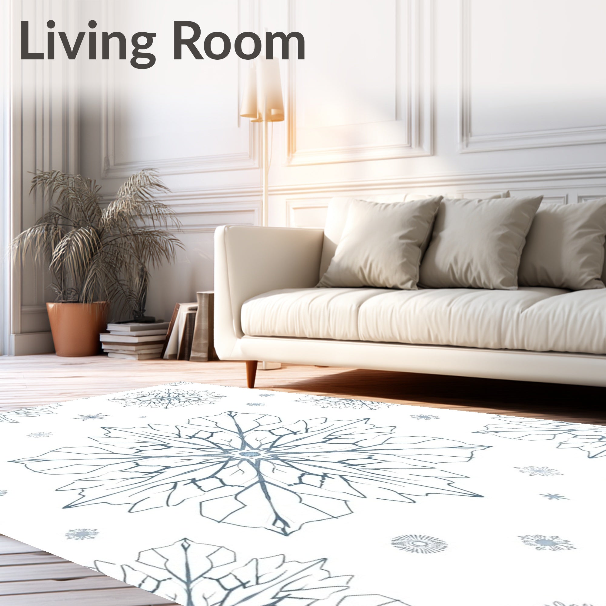 Winter Blue Snowflake Array Rug
