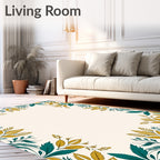 Teal Gold Botanical Border Rug