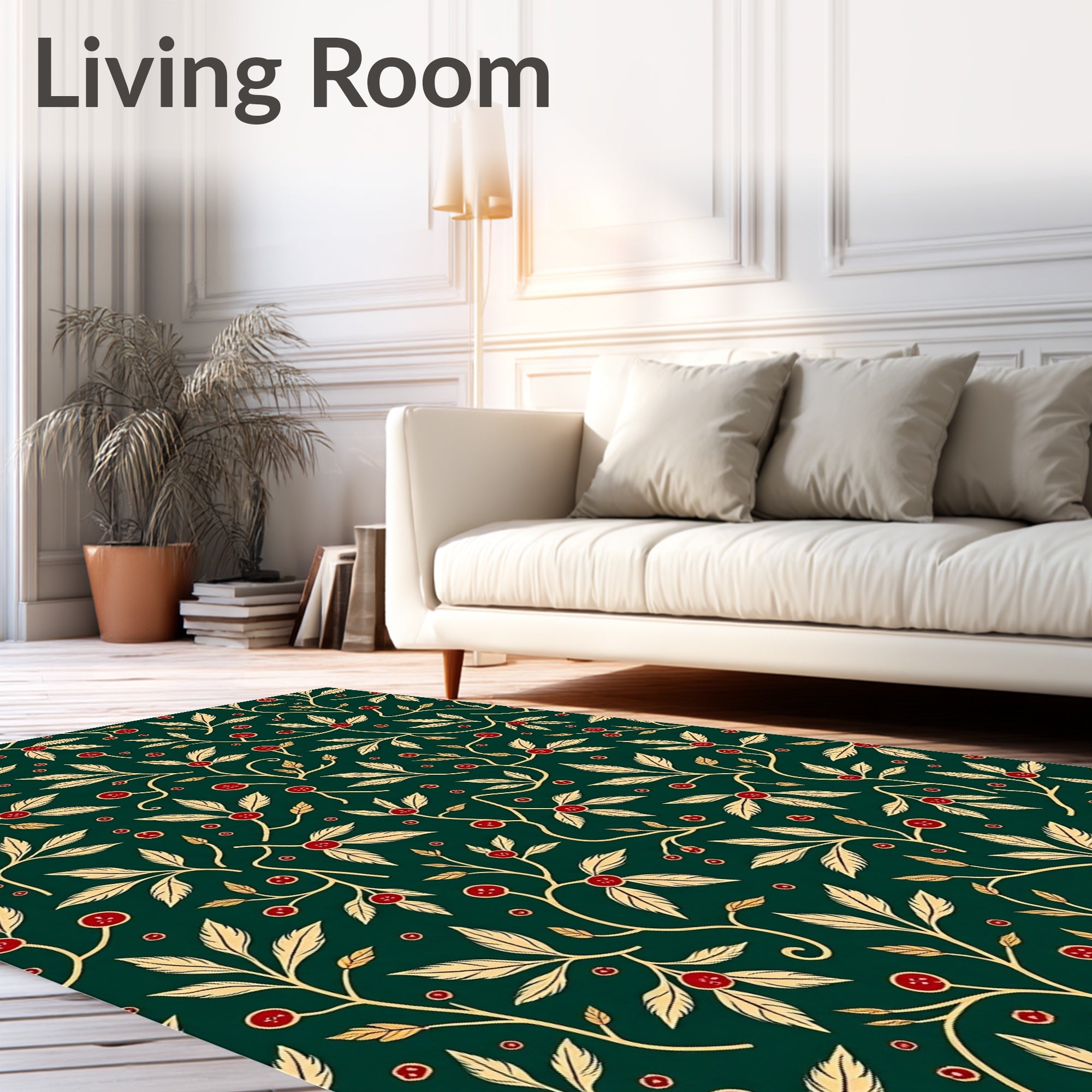 Art Nouveau Berry Leaf Pattern Rug
