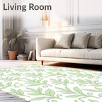 Pale Green Leafy Vines Pattern Rug