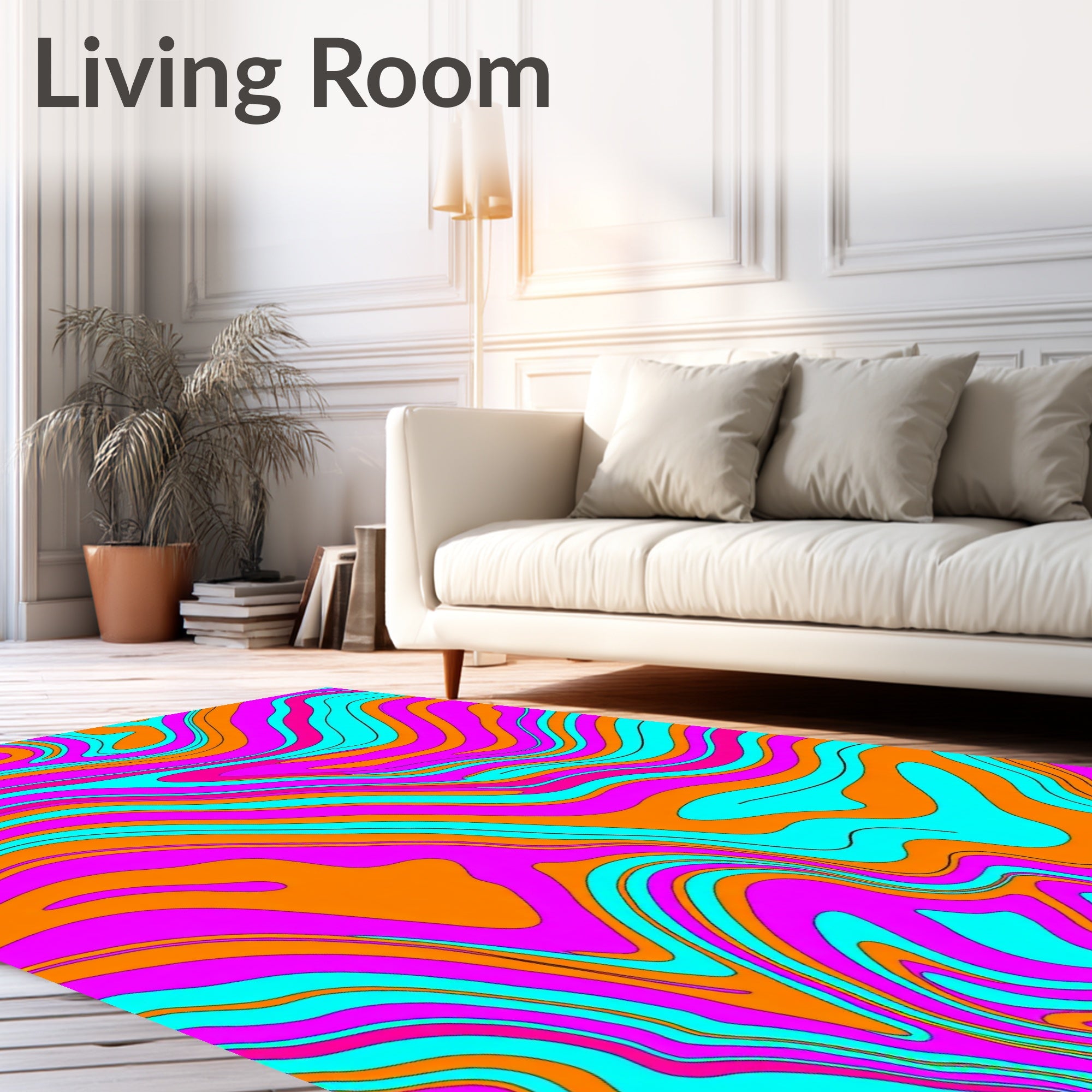 Vibrant Marbled Swirl Pattern Rug