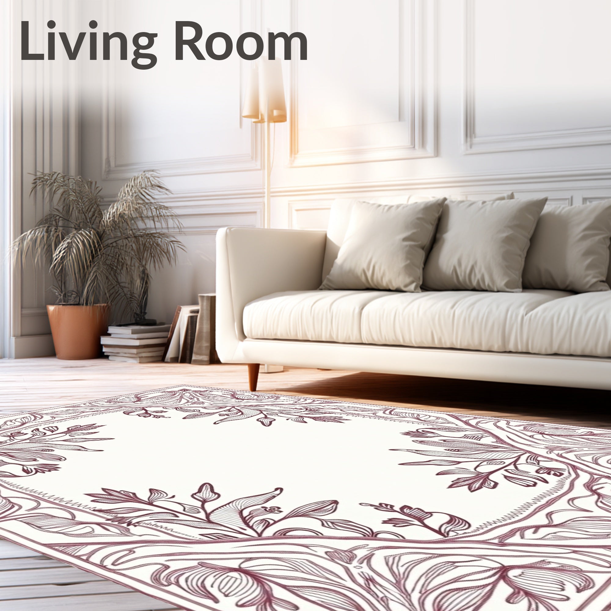 Art Nouveau Crimson Botanical Corner Rug