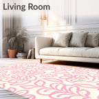 Pink Floral Abstract Leaf Pattern Rug