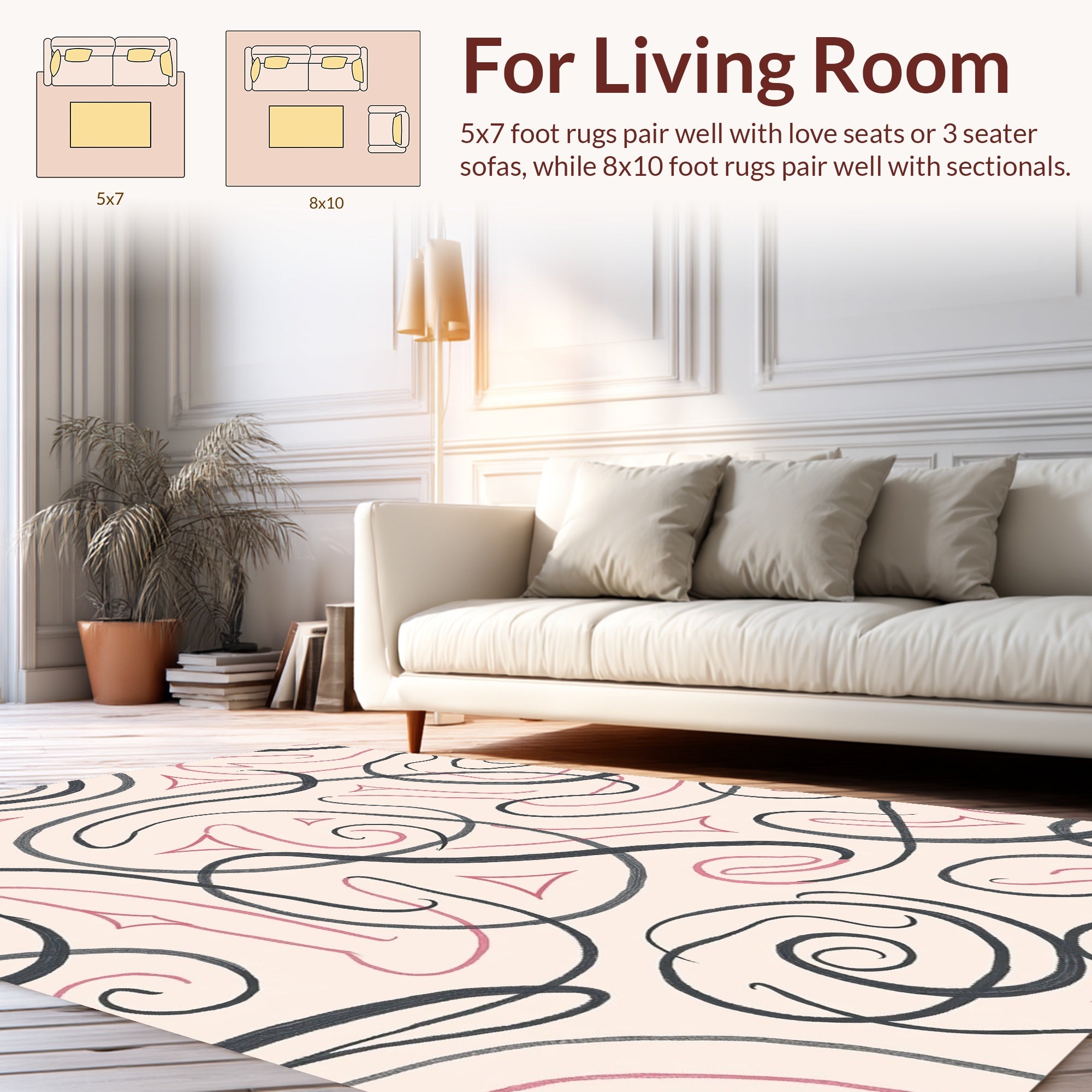 Swirling Abstract Lines and Shapes Rug
