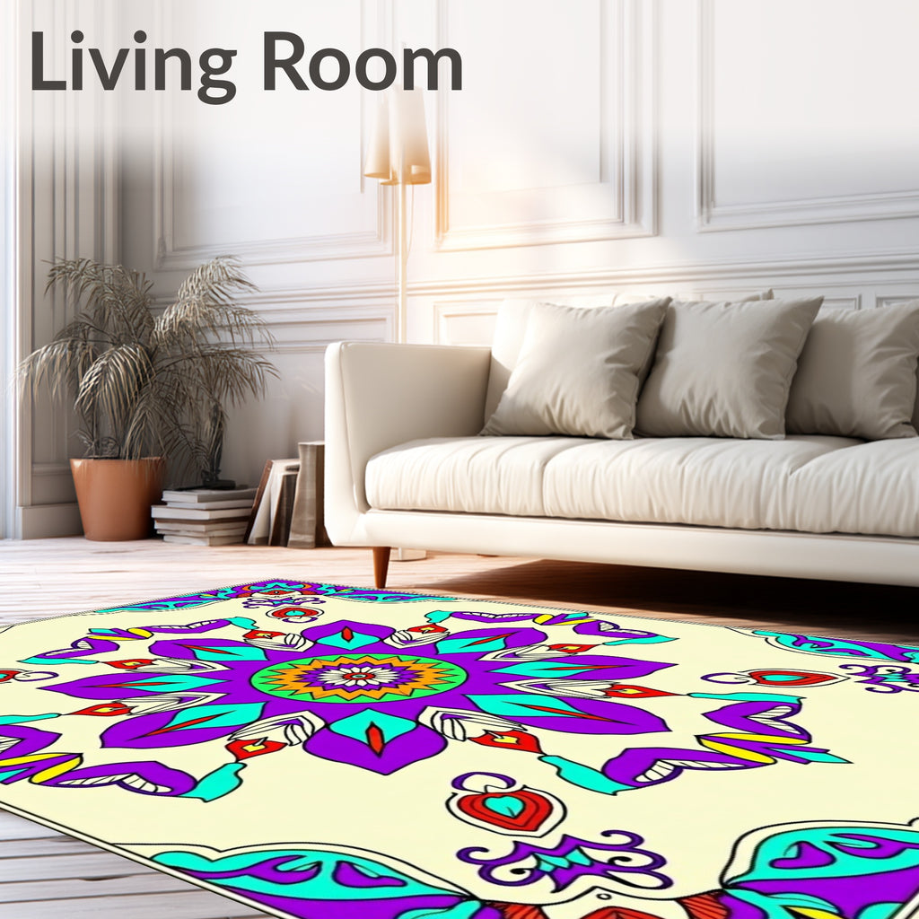 Vibrant Floral Mandala Design Rug