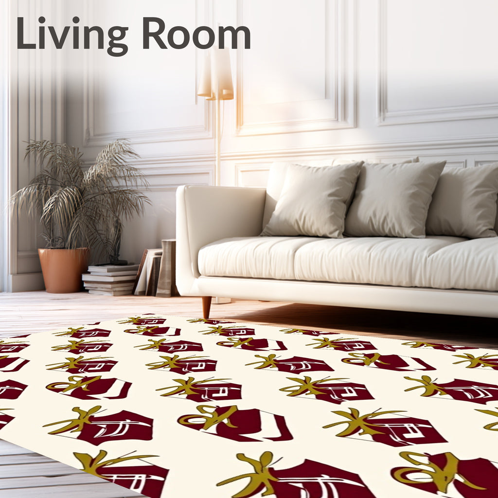 Gift Wrapped Pattern With Gold Bows Rug