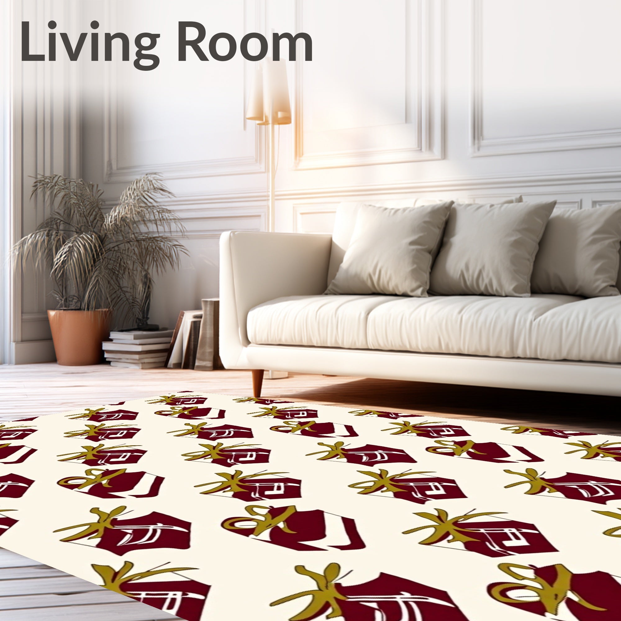 Gift Wrapped Pattern With Gold Bows Rug