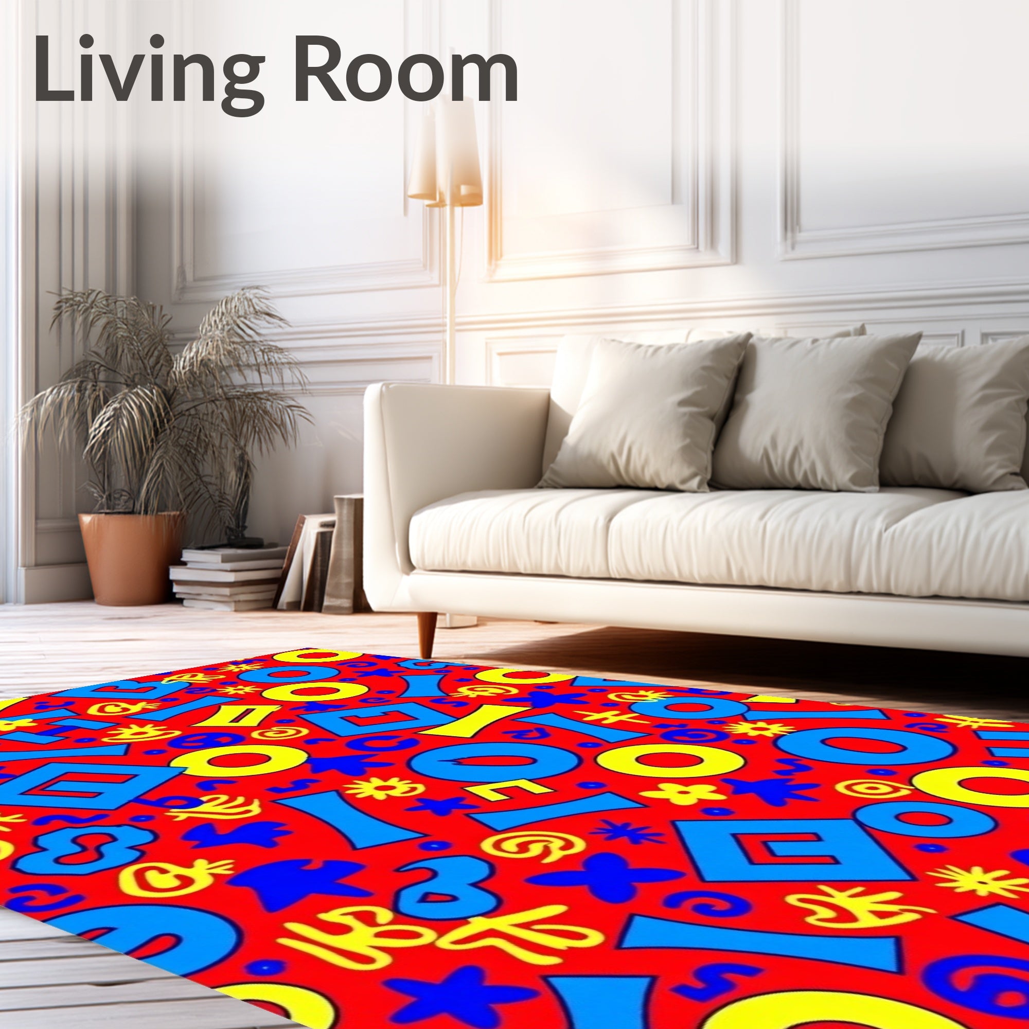 Bold Primary Shapes Letters Pattern Rug