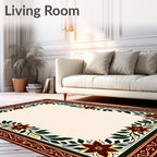 Ornate Floral Border Design Rug