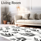 Botanical Leaf Pattern Contrast Rug