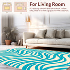 Teal Wave Pattern Design Rug