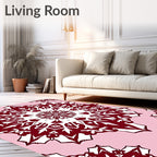 Maroon Floral Mandala Pattern Rug
