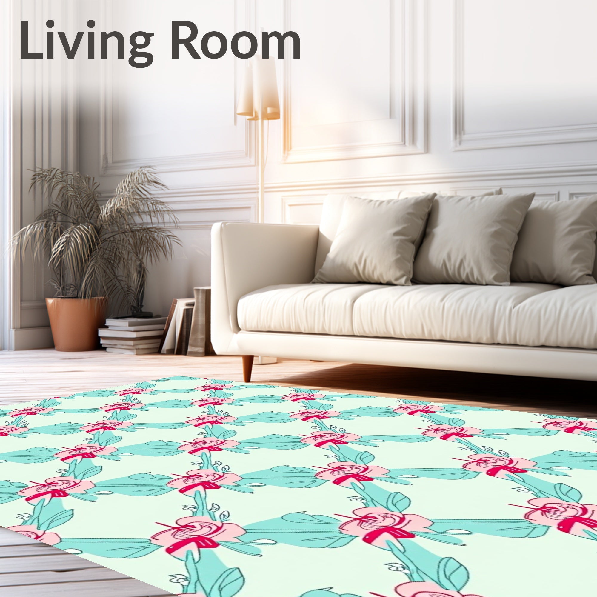 Rose Floral Diamond Pattern Design Rug