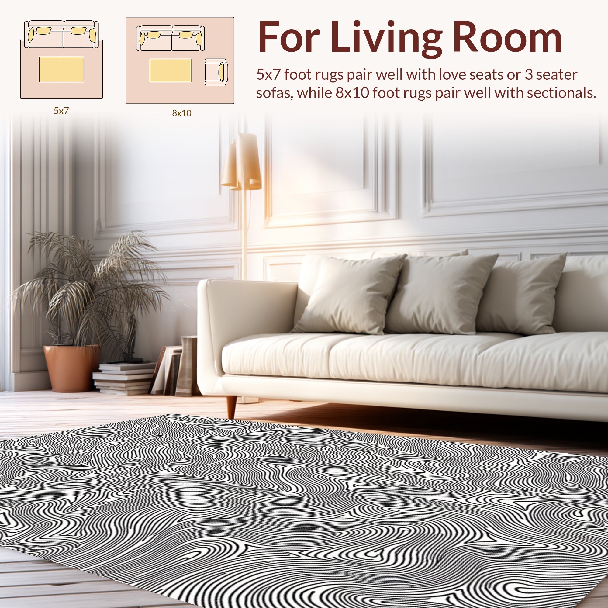 Monochromatic Flowing Contour Pattern Rug
