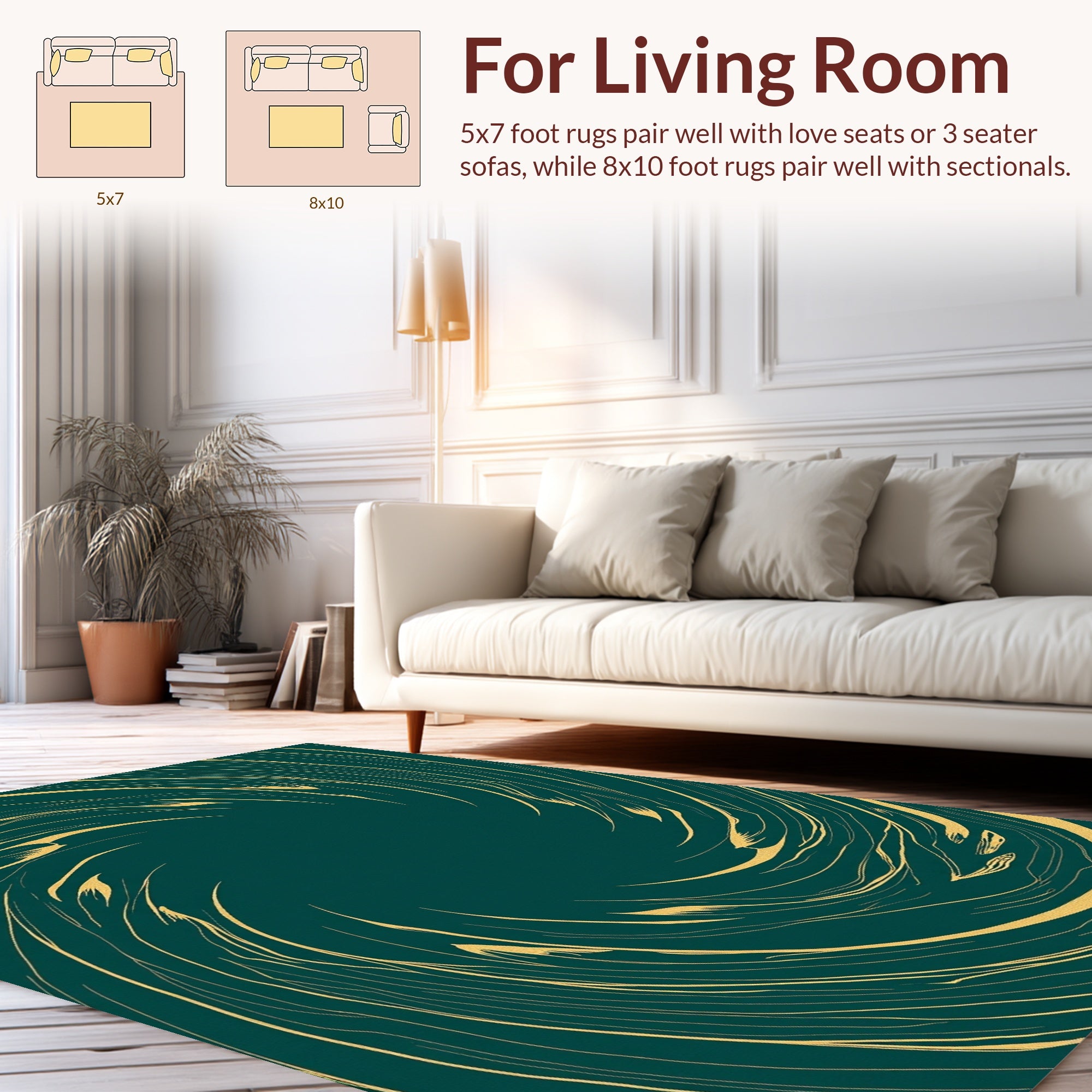 Deep Teal Swirling Abstract Art Rug