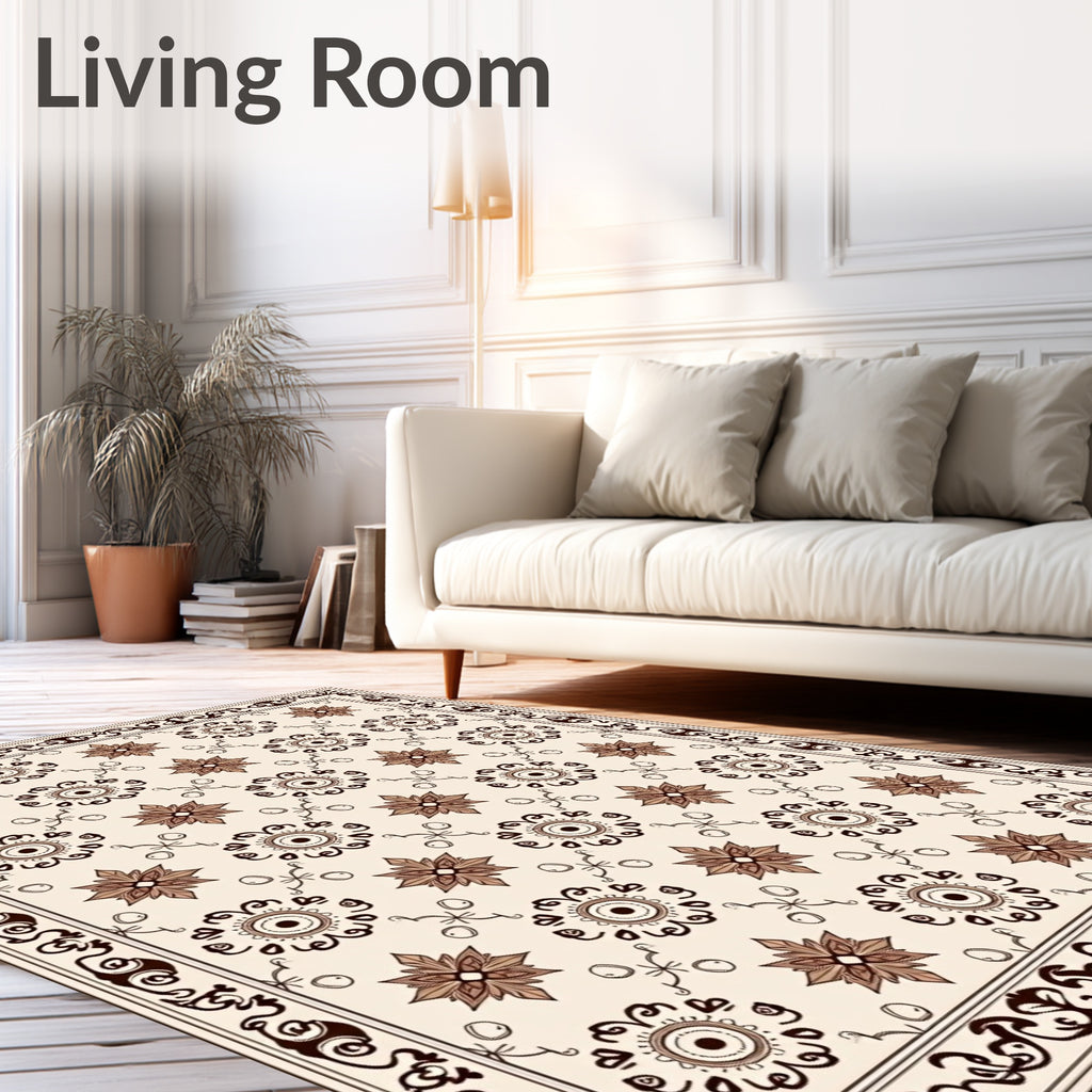 Classic Floral Scroll Patterned Rug