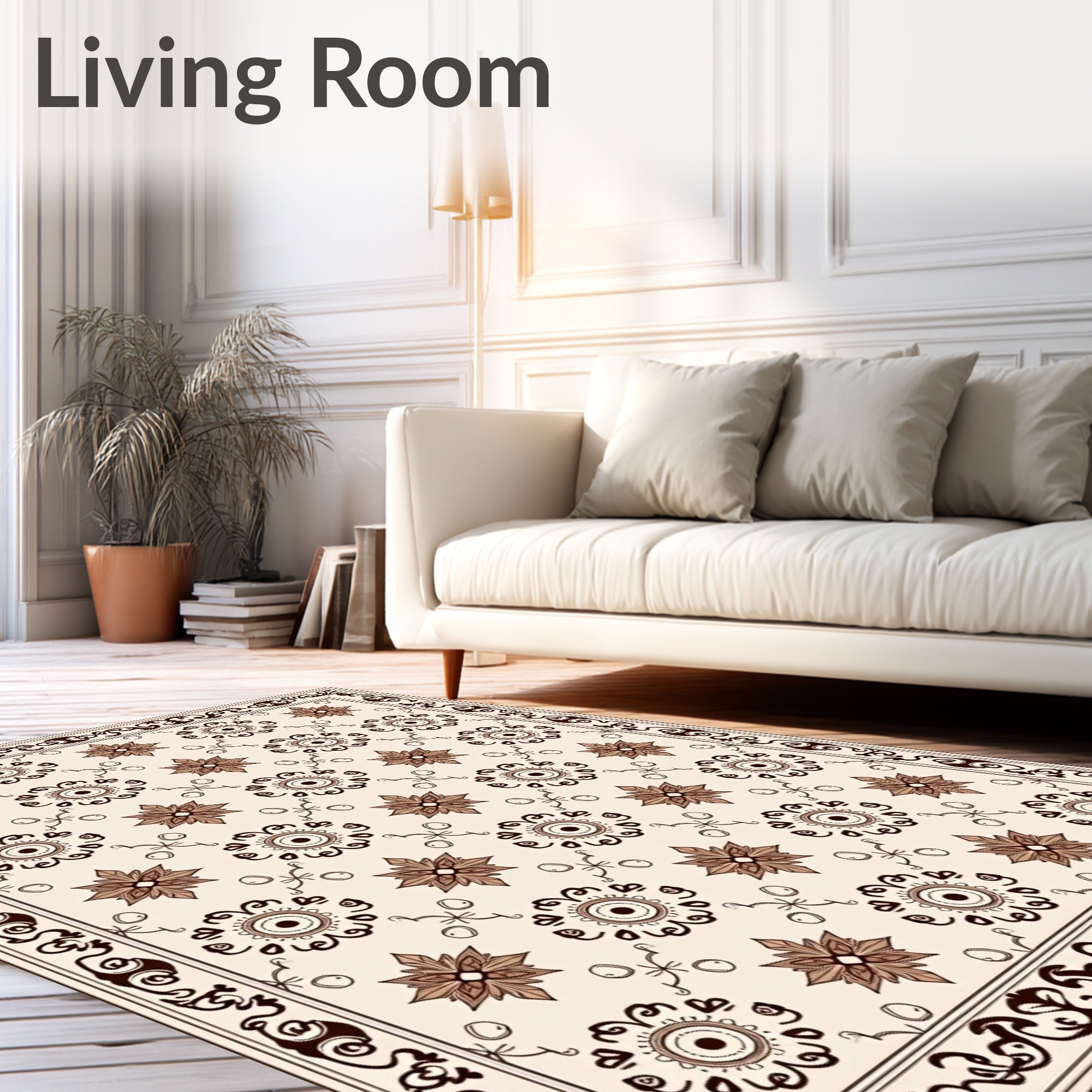 Classic Floral Scroll Patterned Rug