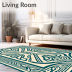 Intricate Teal Cream Ornamental Design Rug
