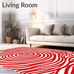 Red Swirl Stripe Abstract Pattern Rug