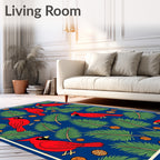 Bright Red Cardinals Pine Sprigs Pattern Rug