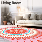 Radiant Pink Orange Starburst Mandala Rug