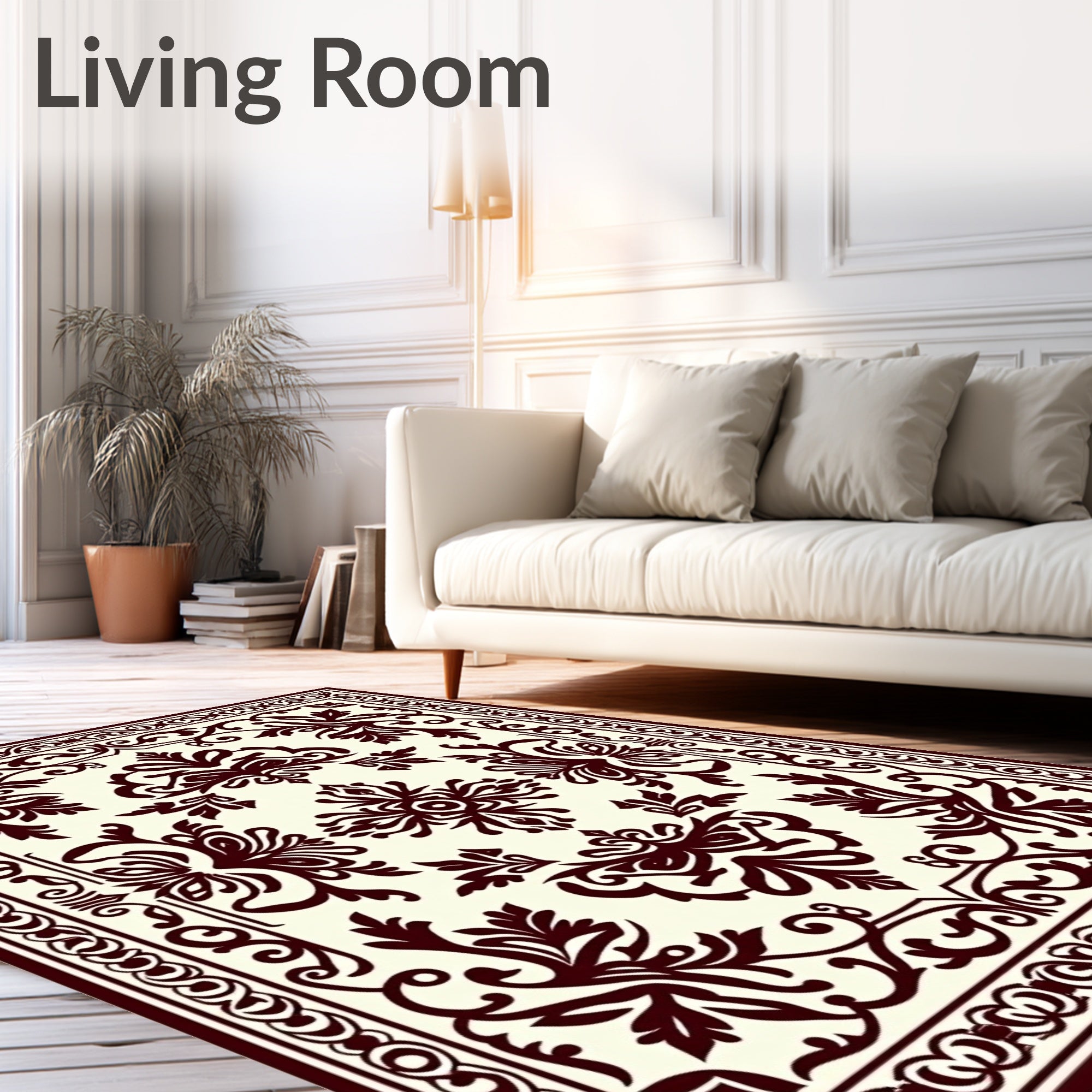Intricate Floral Damask Pattern Rug