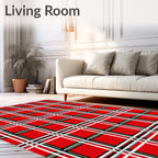 Bold Red Plaid Pattern Design Rug